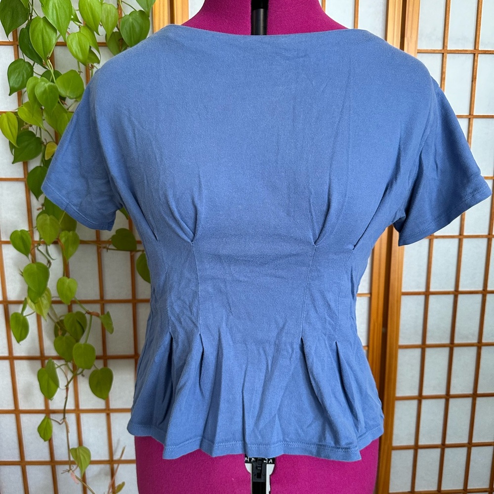 Sense of Place (Tokyo) Brand- Blue Cinched Waist Organic Cotton Shirt